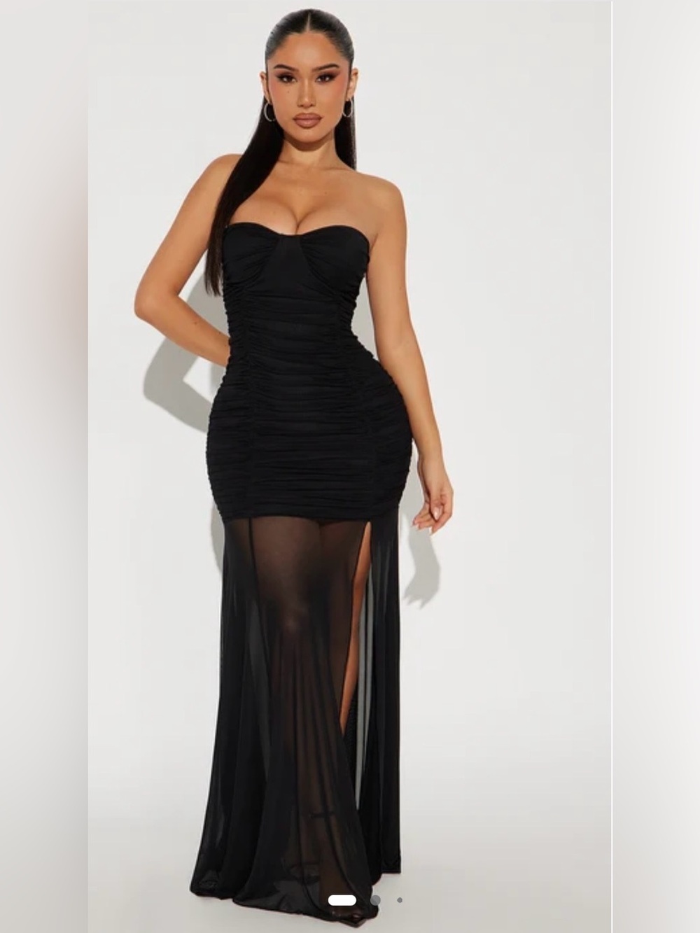 Helena Ruched Mesh Maxi Dress